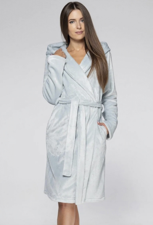 Женский теплый халат Shato 2118 grey silver